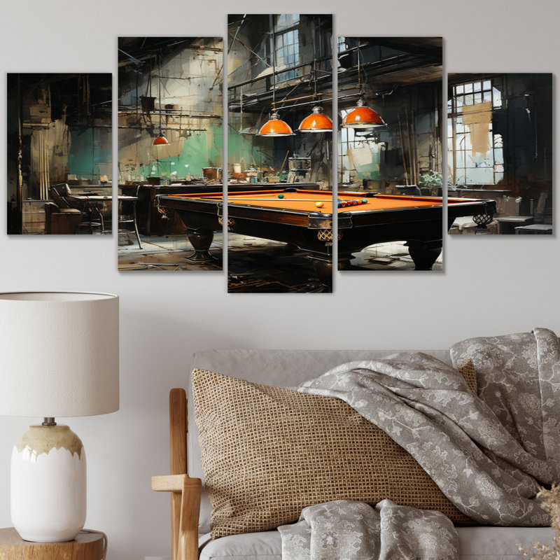 «Billard Industrial Game III» sur toile, reproduction de 5 pièces