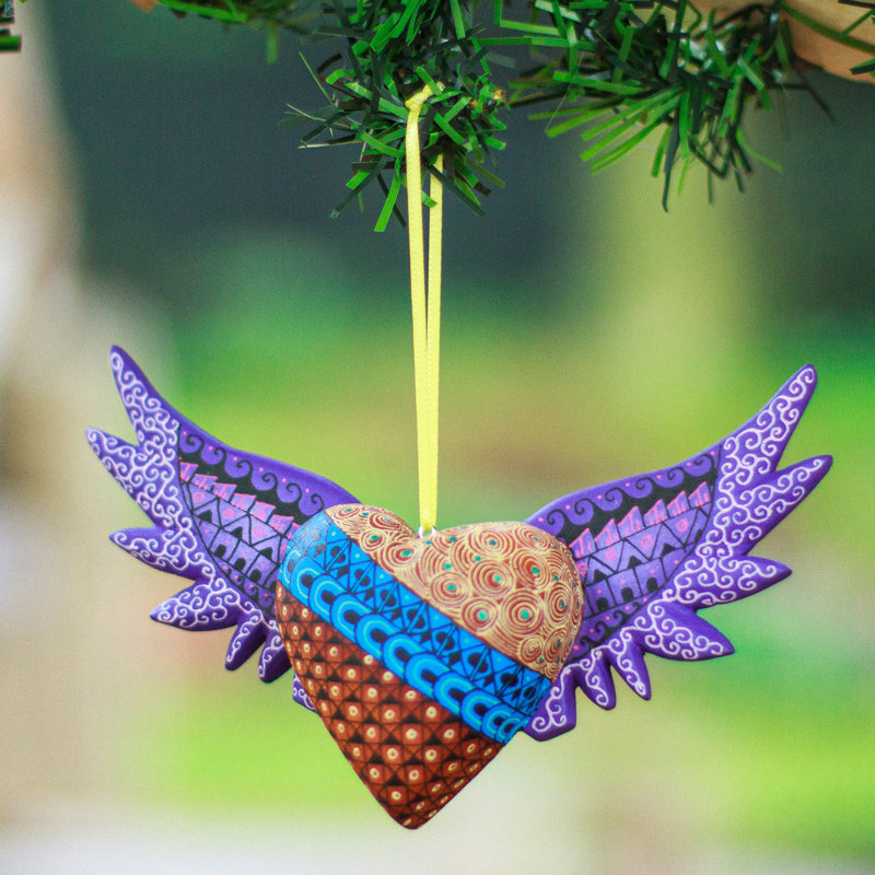 Ornement Alebrije en bois mauve fait à la main Novica