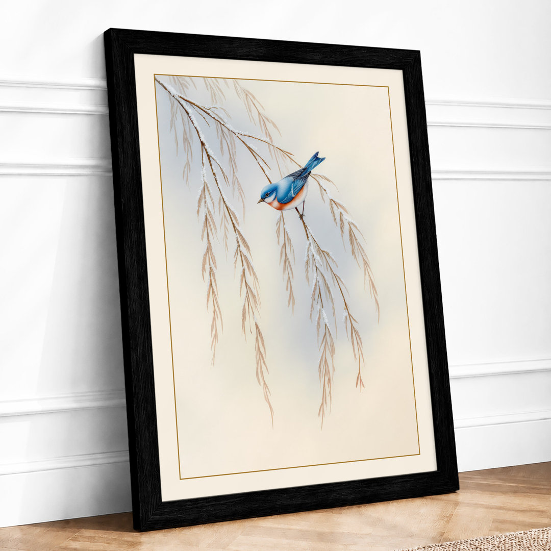Bird on Willow Branch Botanical - Framed Print