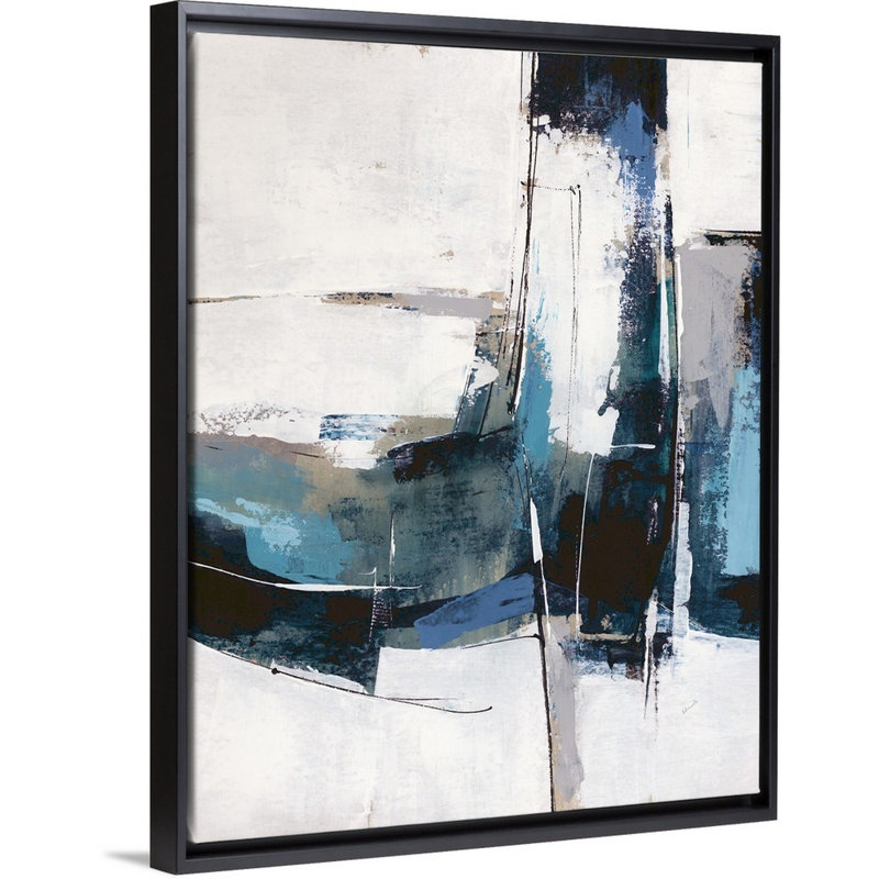 « horizon quest ii », peinture sur toile, Cadre flottant noir, H 15,7 po x l 12,7 po x P 1,75 po
