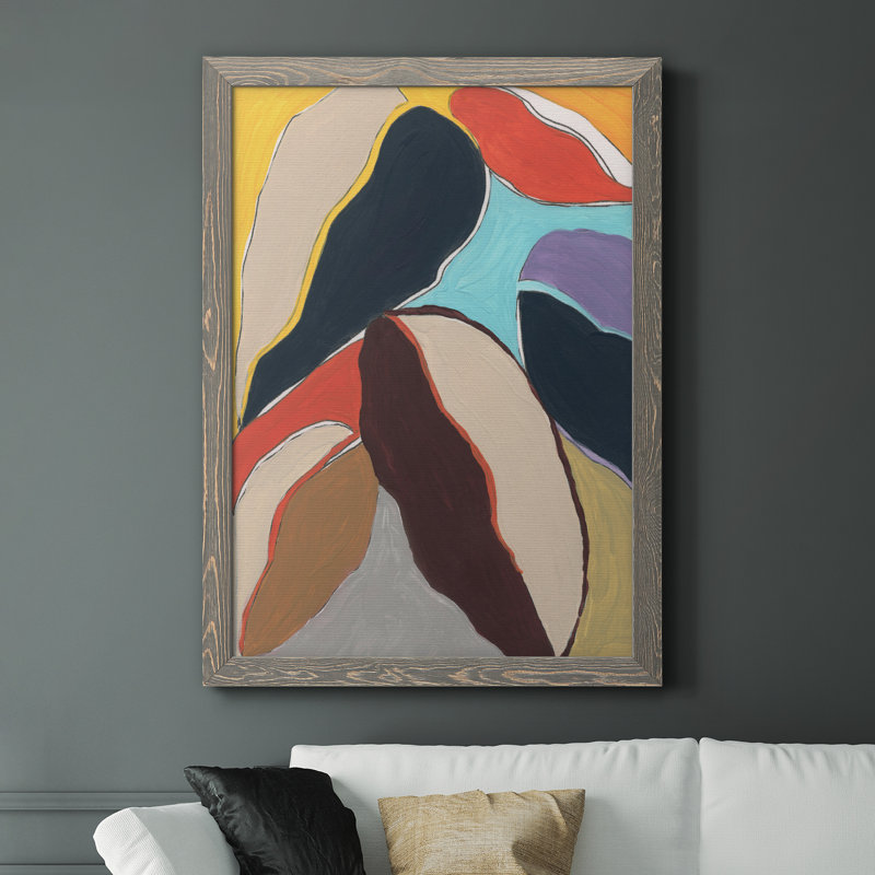 Botanical Revisit I - Peinture sur toile encadrée, Encadré gris, H 37,5 po x l 27,5 po x P 1,5 po