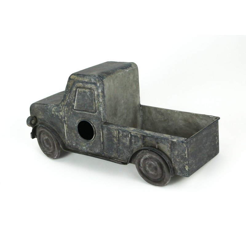 Rustic Distressed Metal Retro Pickup Truck Hanging Birdhouse