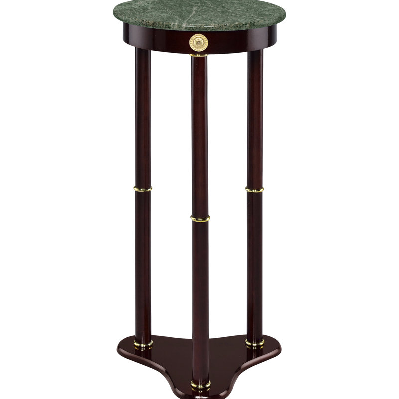 Table d'appoint d'appoint avec plateau rond - Présentez la grâce et la sophistication de vos plantes, d'une hauteur de 27,5 pouces, d'une profondeur de 12 pouces, d'une finition en bois franc asiatique de marbre pour la présentation des plantes ajoute de la verdure à la maison.
