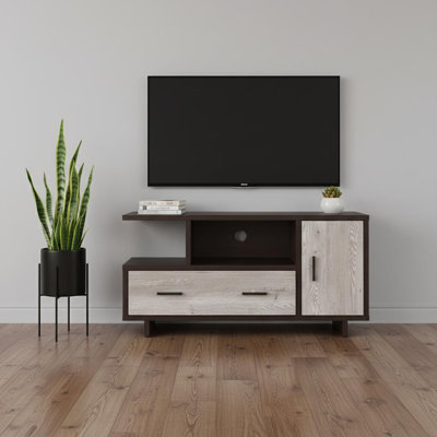  47" Wood Brown Cabinet Enclosed Storage TV Stand - Transitional Media Storage