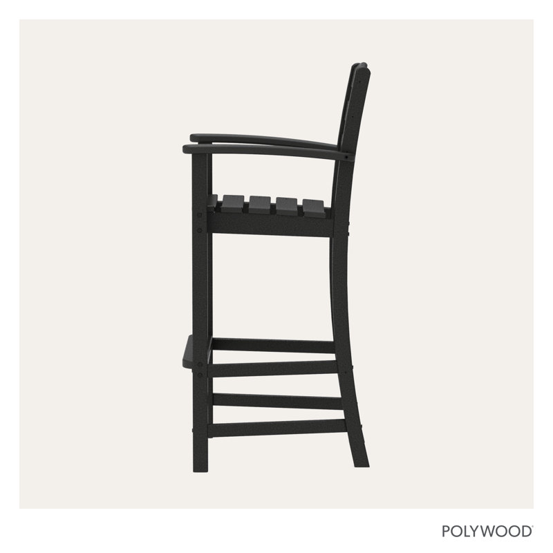 Chaise avec accoudoirs de bar POLYWOOD La Casa, Noir, Tabouret de bar (siège d'une hauteur de 30,13 po)