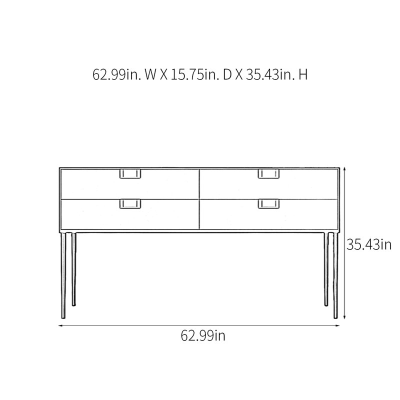 Console moderne moderne et pratique, H 35,43 po x l 62,99 po x P 15,75 po, Noir