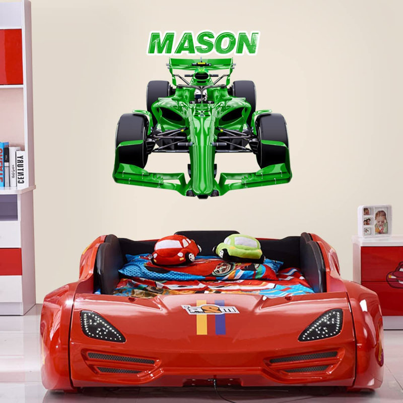 Adhésif décoratif voiture de course, Vert, H 36 po x l 39 po