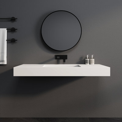 47" Wall Mounted Solid Surface Bathroom Sink
