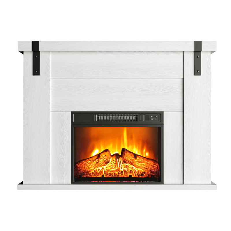 Modern White 46.45'' Electric Fireplace Mantel With Realistic Flame Effect And Highly Efficient Heating Function