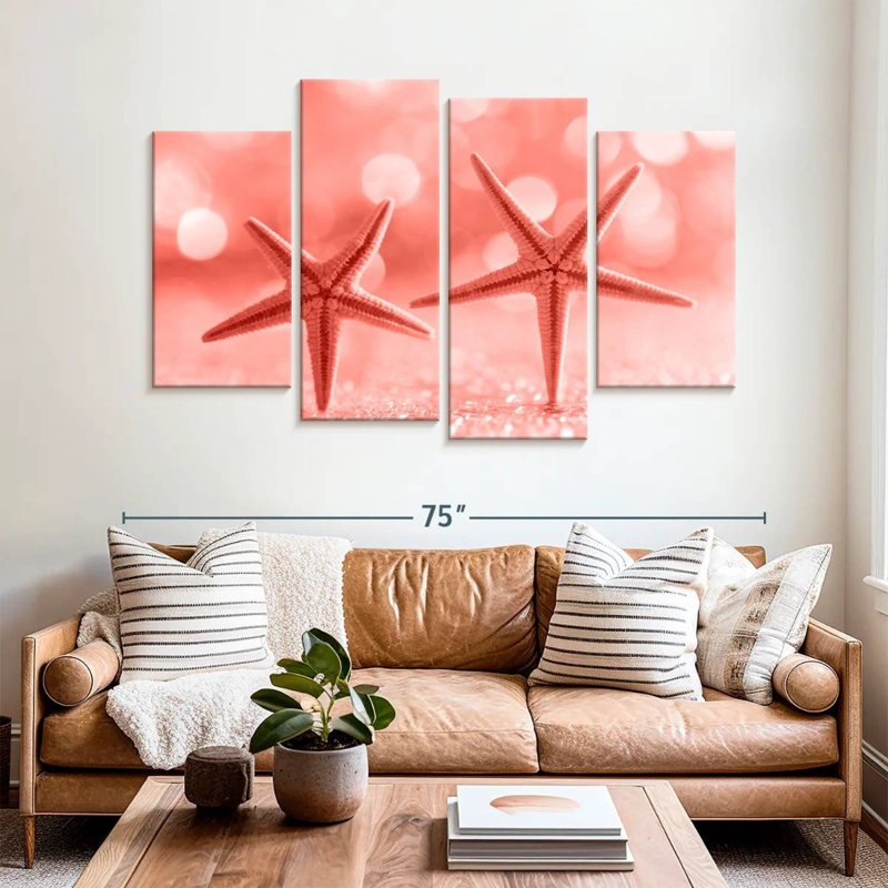 Étoile de mer de couleur corail Aletra, H 42 po x l 68 po