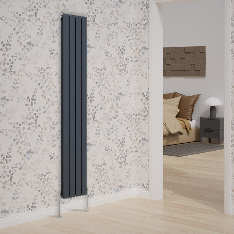 Vertical Double Flat Panel Radiators, Anthracite, 1800cm H x 272cm W x 52cm D
