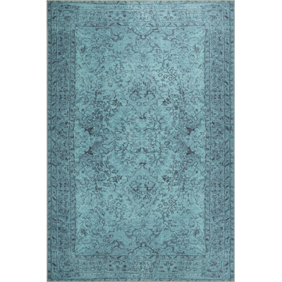 Luxurious Turquoise Area Carpet, 6.9 x 10.2 Feet | 100% Polyester, 1850 g/m² | Pile Height: 0.2 Inches | Eco-Friendly Recycled Poly Cotton Underside | Machine Carpet, Soft & Durable | Perfect for Living Room & Bedroom Décor