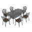 Table de patio en aluminium coulé avec cadre noir, 57,3 po x 33,99 po, ouverture de parasol, 6 tables d'extérieur de 57,3 po x 33,99 po avec structure, trou, espace pour 6 convives