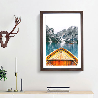 Boat in Lago di Braies Italy Abstract - Picture Frame Graphic Art Print