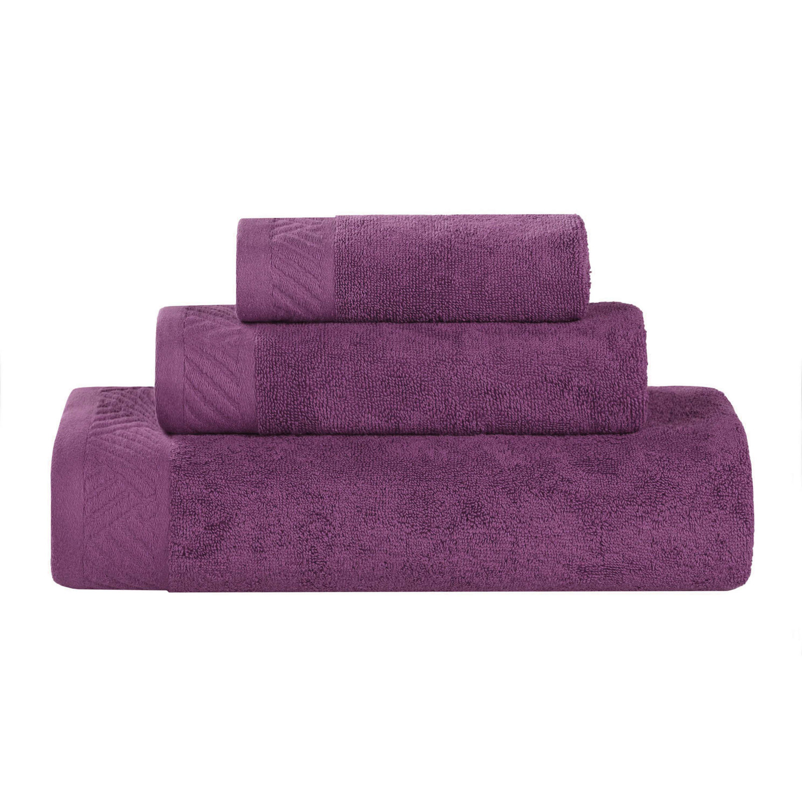 Olender 3-Piece Egyptian Cotton Towel Set, Majestic Purple