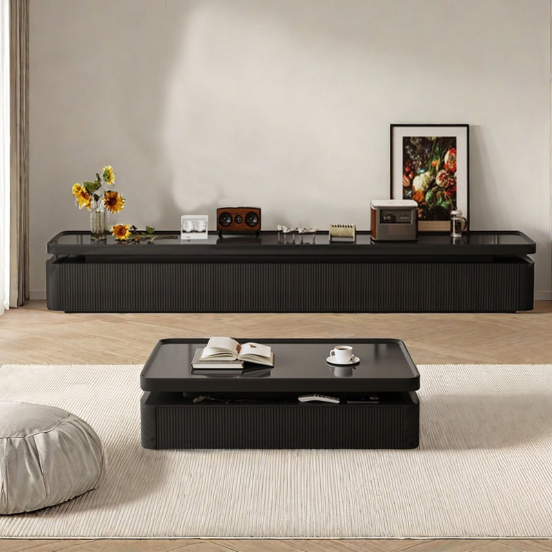 Meuble télé et table basse Living Room, Noir, noir, noir, noir, Noir, noir, noir, noir