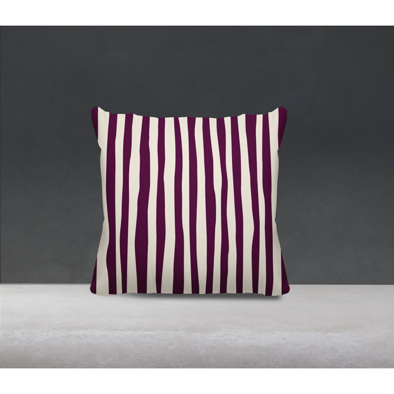 Coussin décoratif réversible Malone, Pourpre / Blanc cassé, H 17 po x l 17 po
