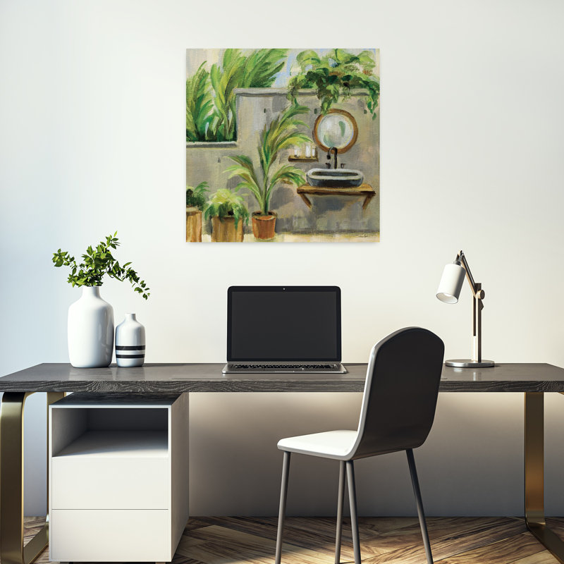 Tropical Bath II, plante industrielle, art tropical, H 18 po x l 18 po