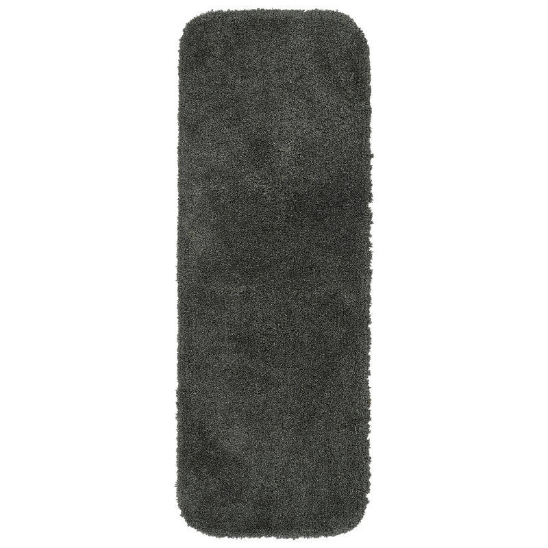 Treye Nylon Bath Rug with Non-Slip Backing, Runner 22" x 60", Dark Gray