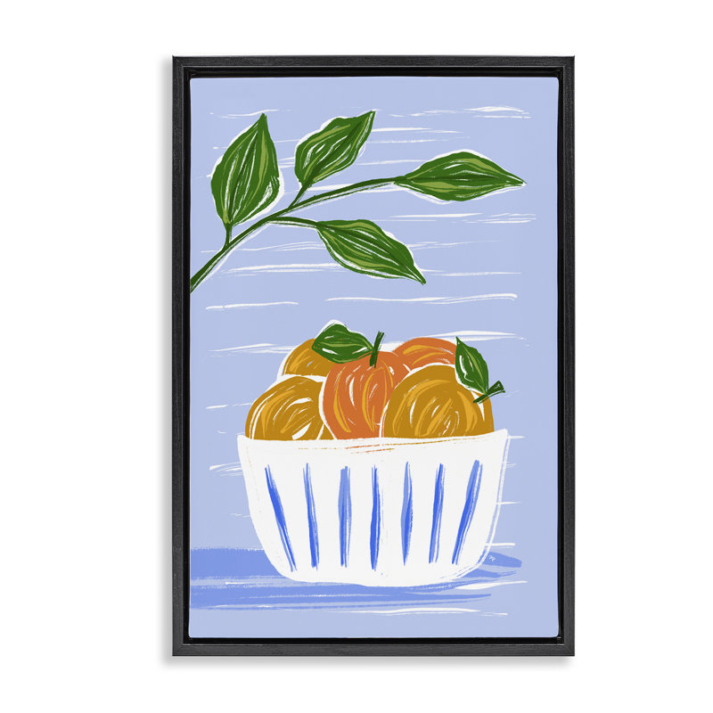 Bowl Of Oranges Framed Floater Canvas by Martina Pavlova, 25" H x 17" W, Jet Black Floater Frame