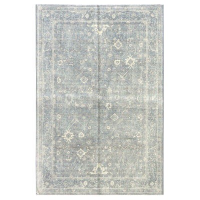 Tapis rectangulaire gris / bleu clair 4 pi x 6 pi Sultanabad