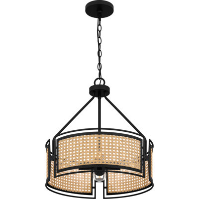Luminaire suspendu tambour noir mat à 3 lumières Audres