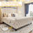 Queen Bed Frame with Scroll Wingback Headboard