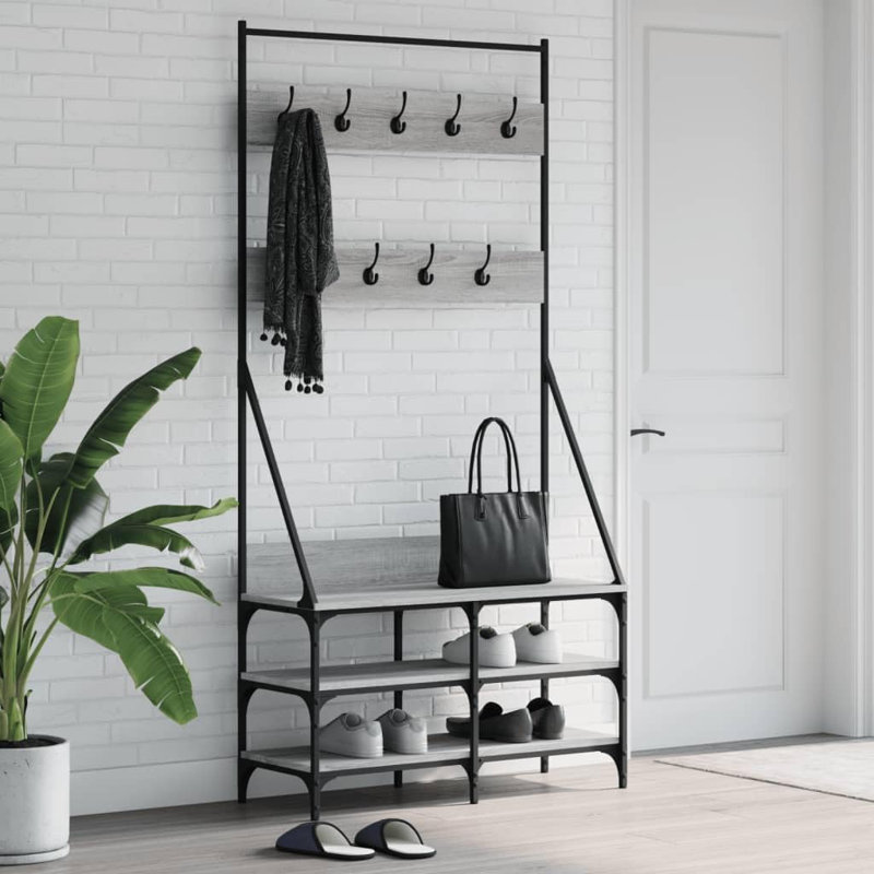 Annelene Hall Tree 90cm Wide, Black/Grey
