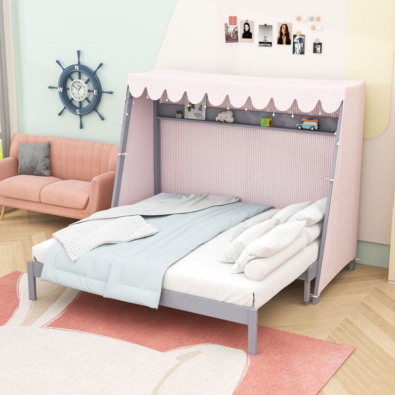 Lit simple TG avec éclairage à DEL chaud et lit gigogne simple TG, Gray