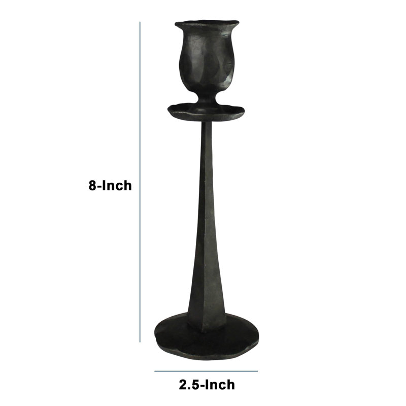 Metal Floor Candlestick, 8" H x 3" W x 3" D