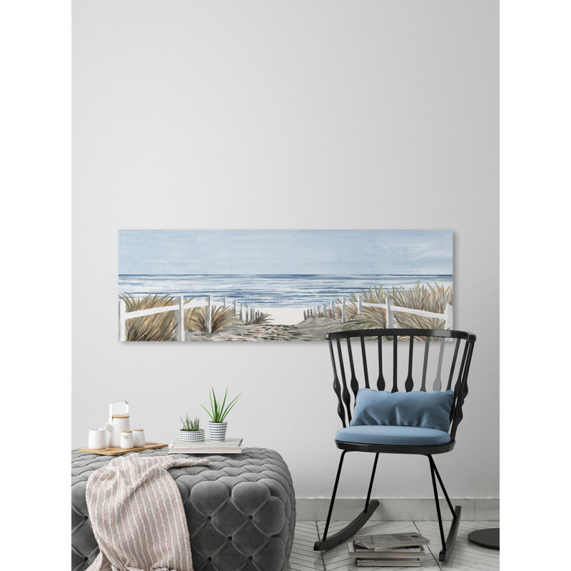 «White Wooden Fence» par Eyre Tarney - peinture panoramique sur toile tendue, H 5 po x l 15 po x P 1,5 po