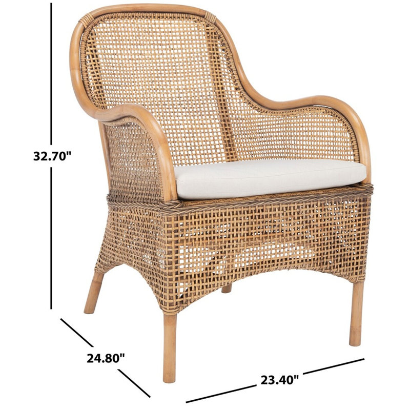Chaise d'appoint en rotin avec coussin Milliron, Naturel