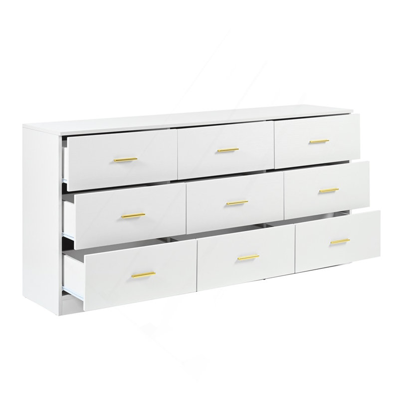 Commode moderne à 9 tiroirs pour la chambre à coucher - Vaste commode avec rangement, robuste et sécuritaire
