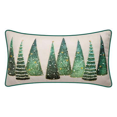 Modern Christmas Trees With Pearls & Embroidery Decorative Pillow