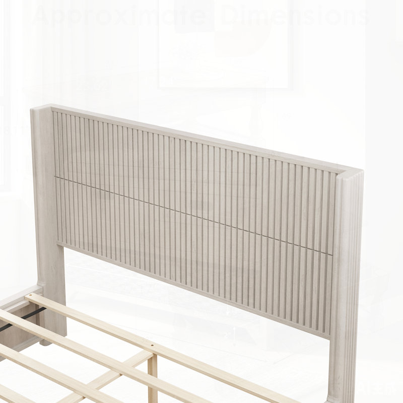 Structure de lit plateforme en bois massif avec tête de lit, aucun sommier nécessaire, conception sur pied pour un assemblage facile et durable