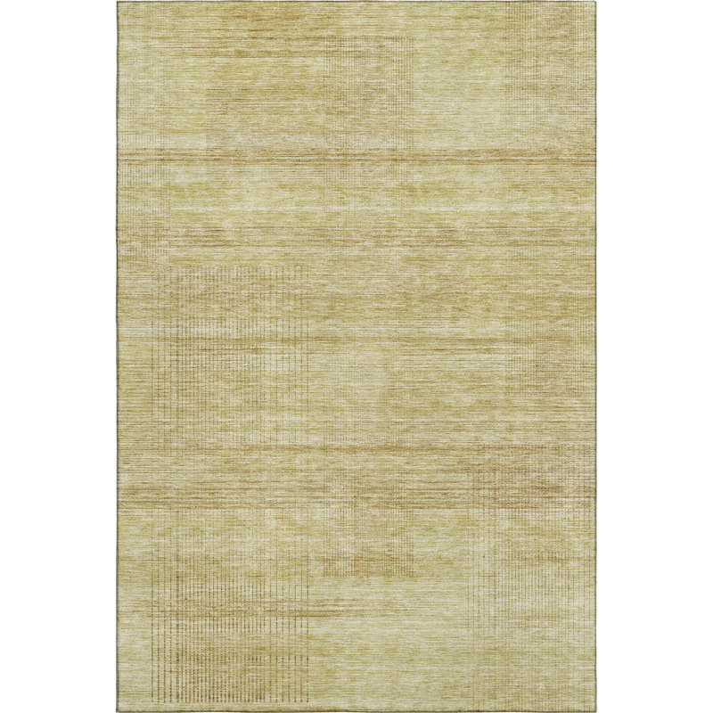 Premium Machine Washable Prisco Gold Rug, Rectangle 5' x 7'6"