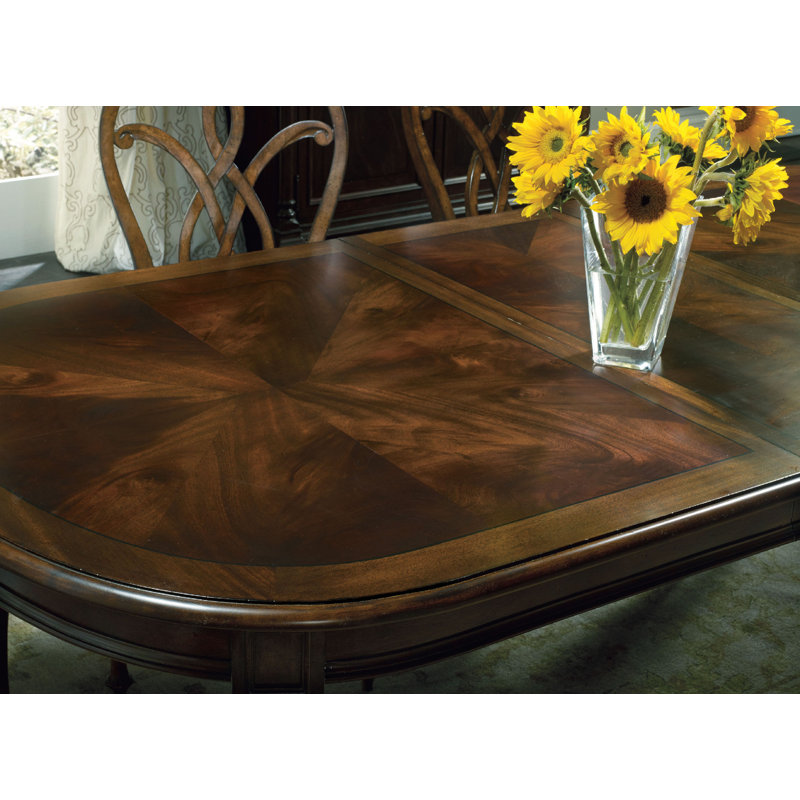 Leesburg 6 - Person Extendable Four Leg Dining Set, Dark Wood