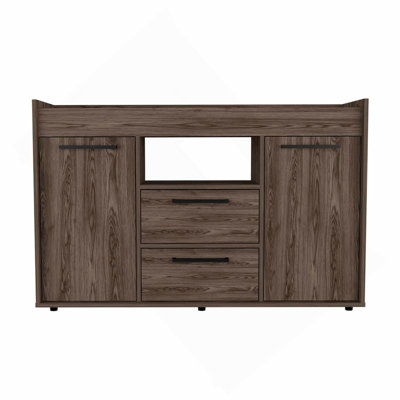 Sideboard, Two Drawers, Double Door Cabinets -Dark Walnut