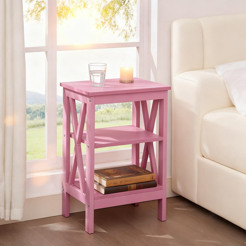 Ensemble de 2 tables de bout avec structure renforcée en X, 3 tablettes de rangement pour le salon, la chambre à coucher, le bureau et les petits espaces