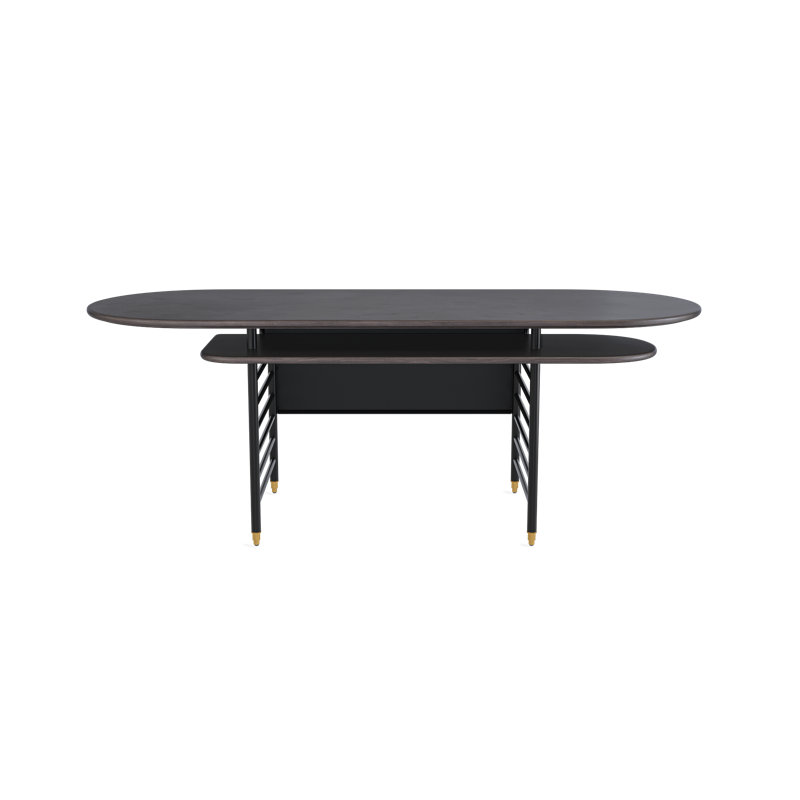 Frank Lloyd Wright Racine Desk, 30" H x 84" W x 35" D, Black