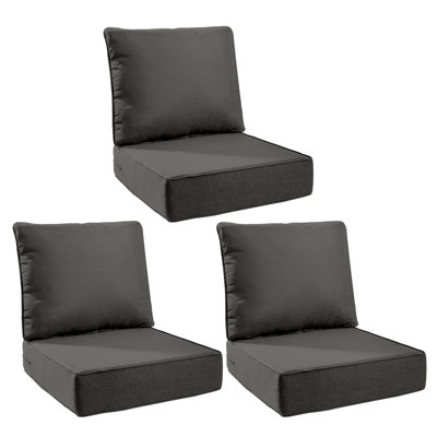 22 In. X 24 In. 3-Piece Outdoor Patio Replacement Cushion Outdoor Lounge Chair Cushion