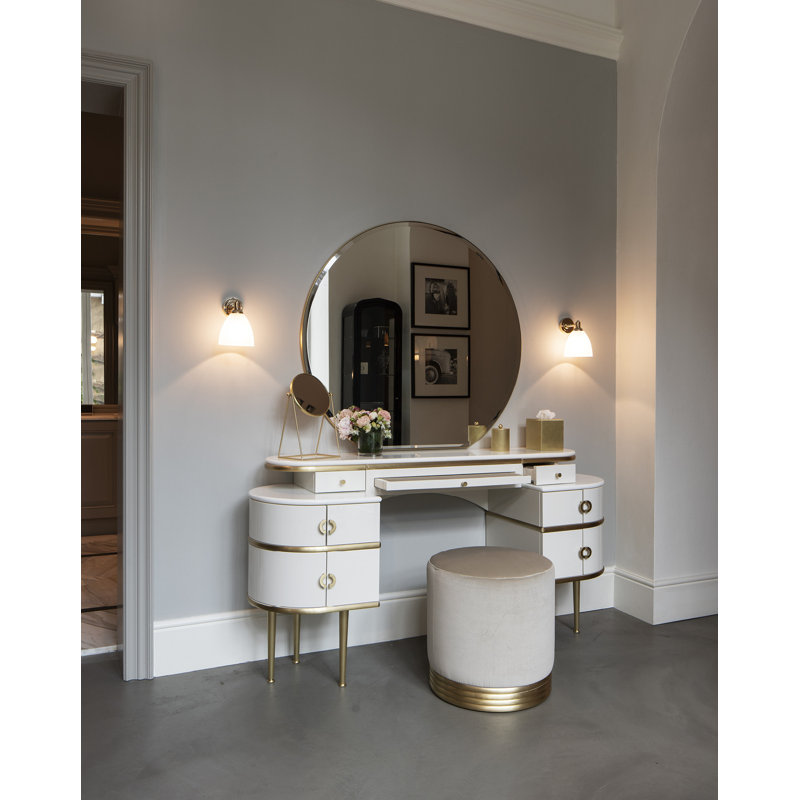 Zelda Vanity Set and Mirror, Brushed Brass