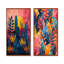 Ensemble de 2 pièces d'art mural bleu et rose, "Desert Paradise I" - palmiers et palmiers-624184090-624184088-624184071