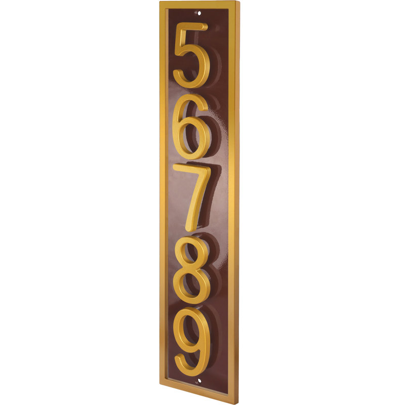 Plaque d'adresse flottante en aluminium Royal Shade, Brun, Doré, Oui