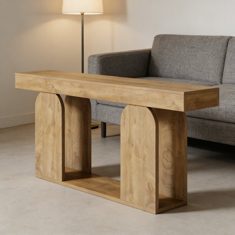 Console cylindrique à pieds en bois