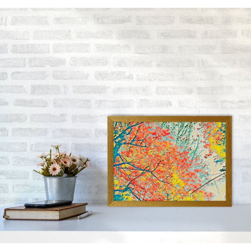 Autumn Is Here - Print on Canvas, 34cm H x 46cm W x 3cm D, Brown Framed