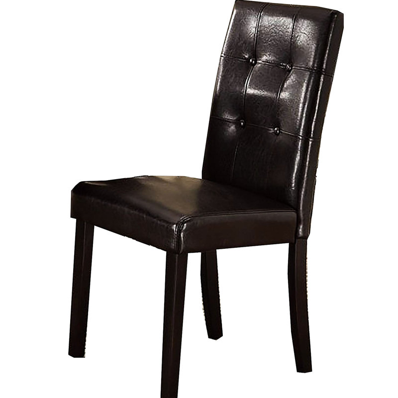 2Pc Dining Chairs In Dark Brown Faux Leather, Modern Style Leather Chairs, With Back And Cushion