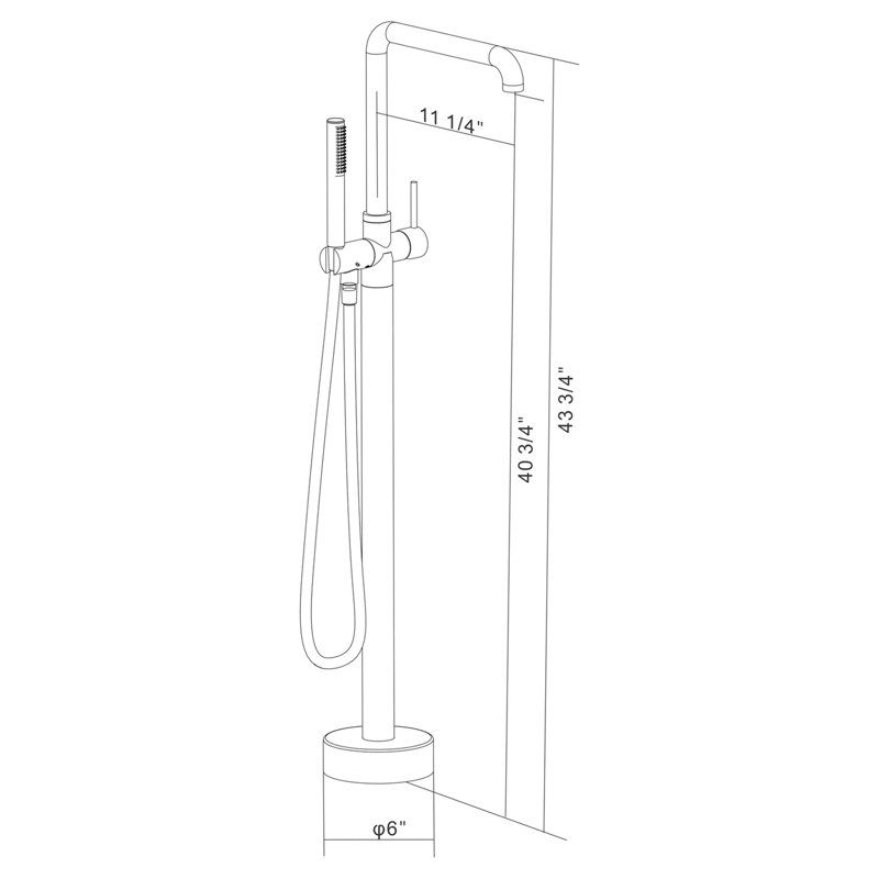 Blush Bathroom Freestanding Bathtub Faucet With Hand Shower Unit, 3 Handles, Metal, 6.22 In W X D 41.77 H, 11.27 Lb Color W/ Shower,
