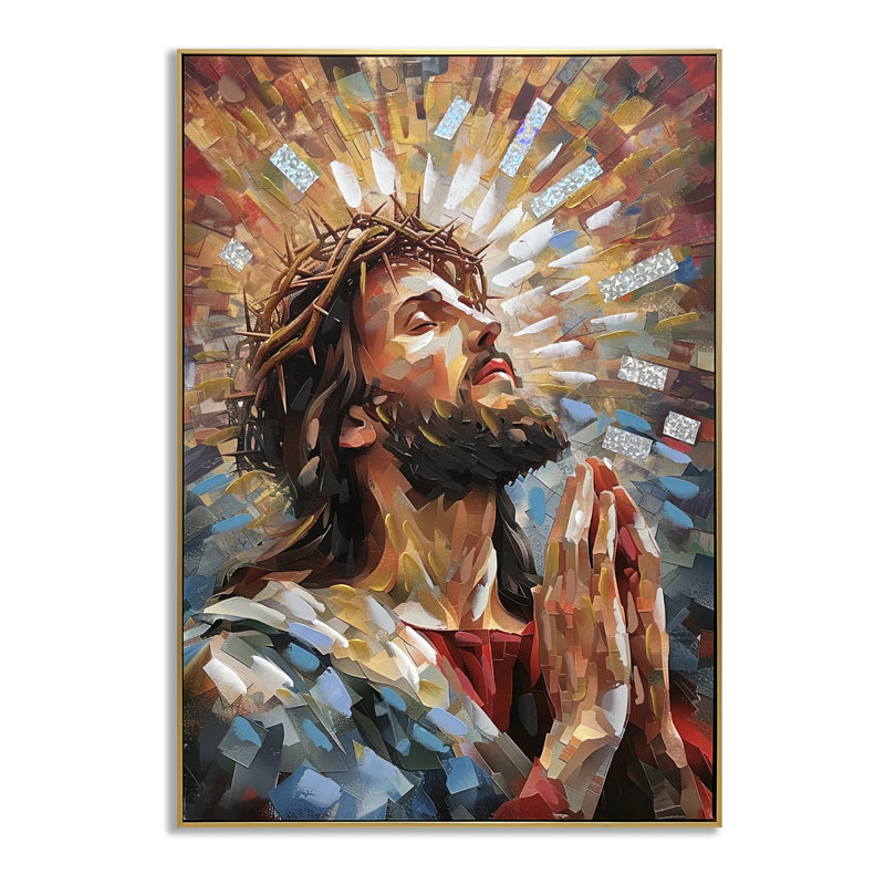 Art contemporain sur toile, portrait contemporain de la figure spirituelle faisant face à la droite - 28 po x 40 po