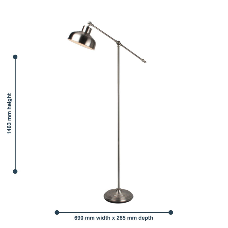 Langer Swing Arm Floor Lamp Set, Satin Nickel, Satin Nickel